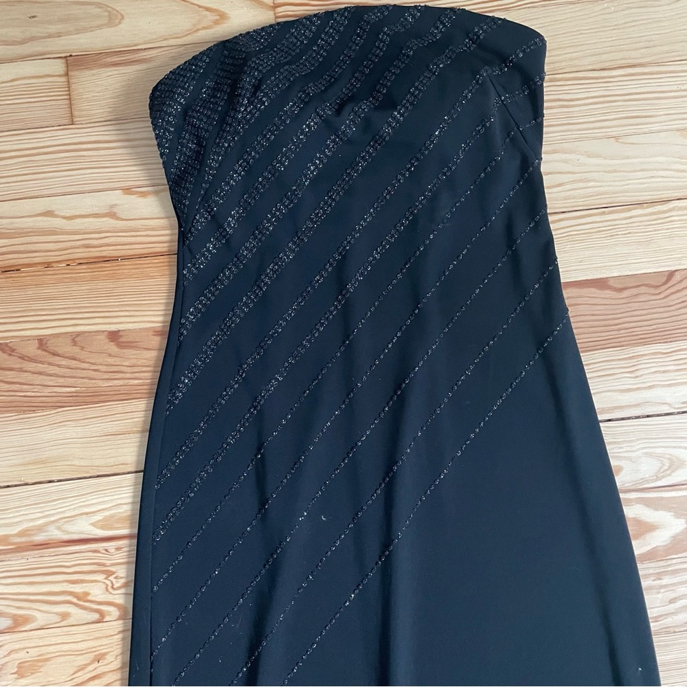 90s Black Strapless Beaded Dress
